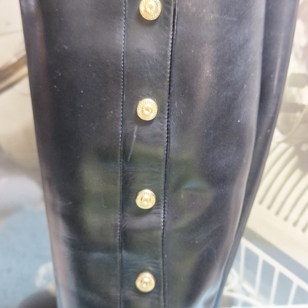 Nine West 6 1/2 M leather tall black boots - Picture 2 of 10